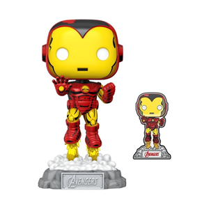اکشن فیگور اسپشیال 9 سانتی فانکو پاپ مرد آهنی همراه با پین فلزی مدل Funko POP - Marvel - Avengers Beyond Earth's Mightiest - Iron Man - Bobble Head with Pin - Exclusive _اسباب بازی